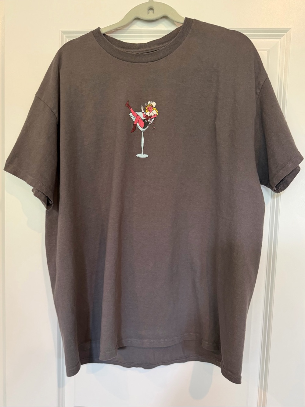 Empyre Graphic Crewneck T-Shirt in Charcoal with Cocktail Pinup